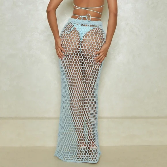 The crotchet maxi cover up -BLUE nwt - Picture 2 of 7